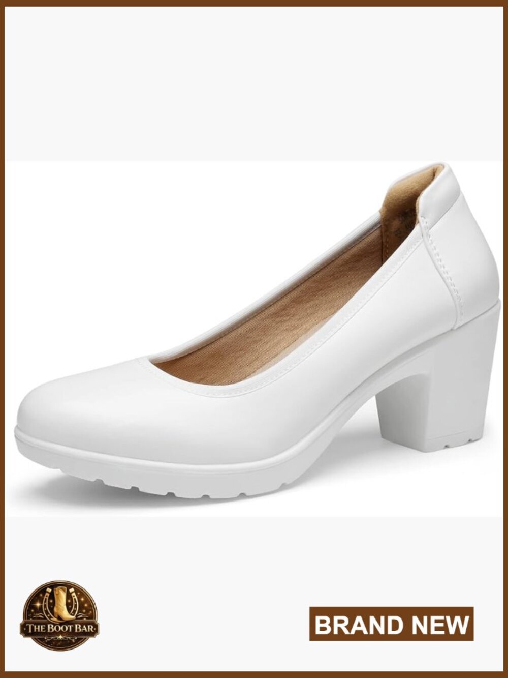 Chunky Block Heel Work Pumps Comfortable Round Toe Dress Wedding Shoes